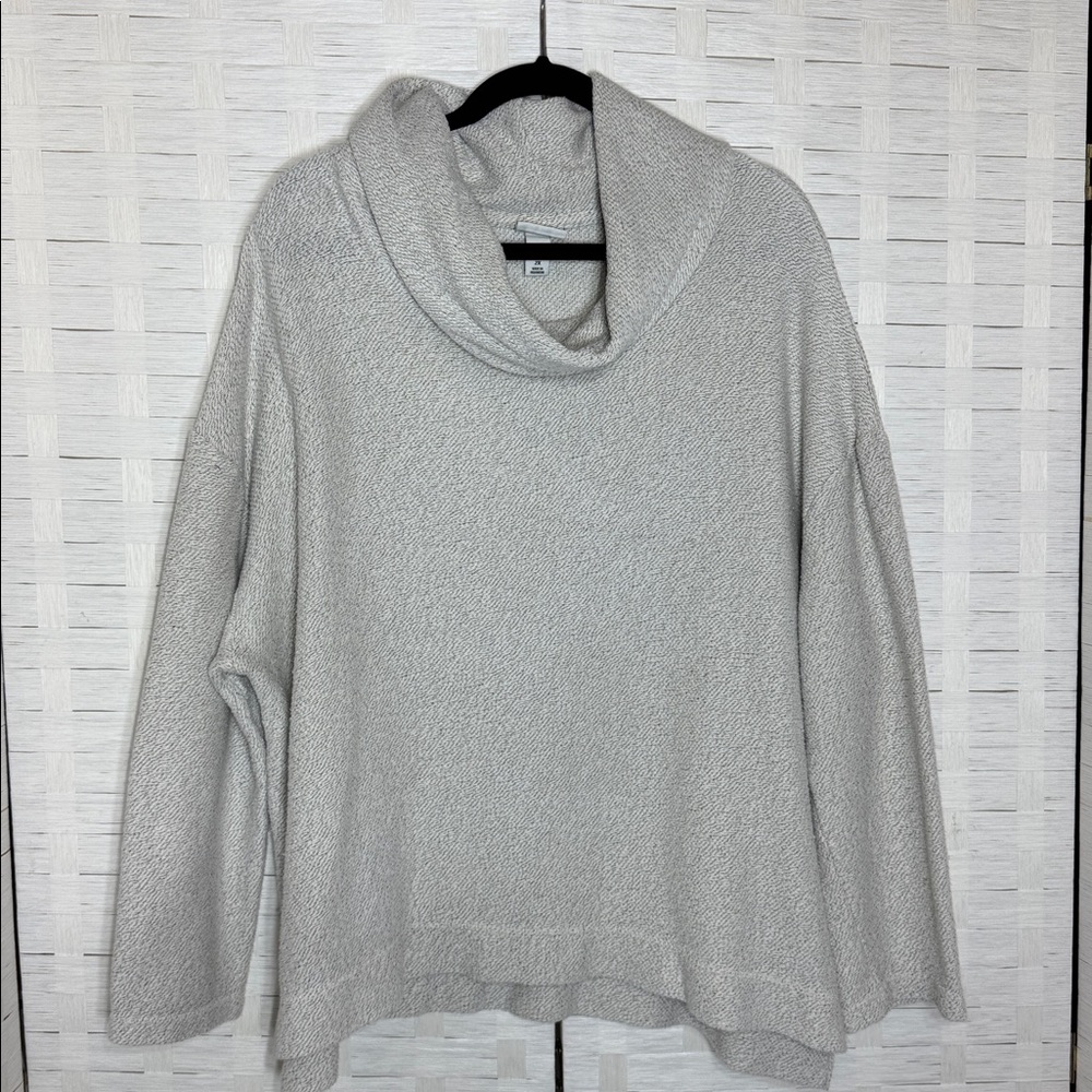 Ava & Viv Cowl-Neck Oatmeal with‎ Gold Metallic Sparkle Thread Sweater Size 2X